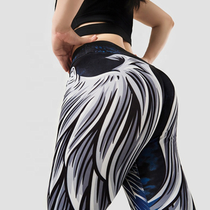 Leggings de yoga taille haute pour femmes, imprimé ailes d'ange personnalisé, séchage rapide, anti-transpiration, extensibles, pantalons de fitness, vente en gros OEM - Product Image 5