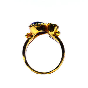 Fashionable 925 Sterling <b>Silver</b> Gold Plated Jewelry Black <b>Opal</b> Gemstone Women Wear Classic Unique <b>Ring</b> - Product Image 4