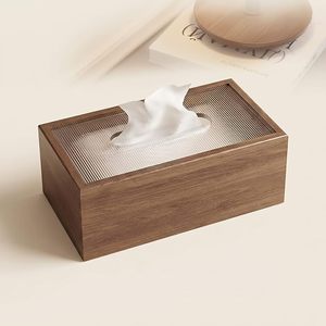 Modern Wooden Tissue Dispenser with Acrylic Lid Multi-Purpose Rectangular Napkin Holder for Home & Office Decor - Product Image 2