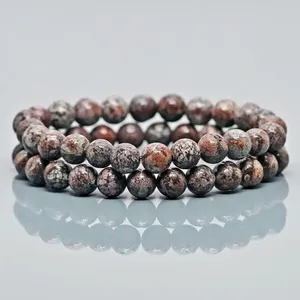 Pulsera Elástica de Cuentas de Obsidiana Copo de Nieve Natural de 8mm, Lisas y Redondas, Grado AA, Joyería Curativa al por Mayor - Product Image 1
