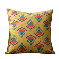 Housse de coussin carrée de style ethnique bohème à imprimé floral, en jaune vif, orange et turquoise, pour la maison et l'hôtel, best-seller 18X18