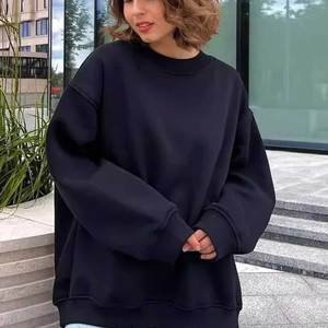 Sweat-shirt à manches longues en tricot OEM de qualité supérieure, confortable et décontracté, avec logo personnalisé sur le devant, col montant, pour femmes - Product Image 3