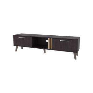 Mobile TV in Wengue con 2 Ante e Vano Aperto, Elegante Arredo per l'Intrattenimento Domestico - Product Image 3