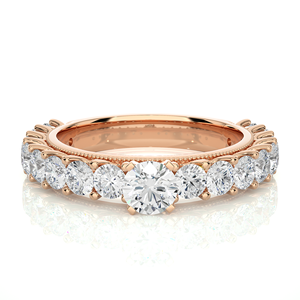 Anillo de Eternidad con Diamantes Cultivados en Laboratorio Certificados por IGI, Oro Amarillo de 14K, Corte Brillante Redondo con Puntas Compartidas, Anillo de Boda de Lujo - Product Image 4