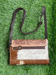 Haute qualité en cuir repoussé à la main sac à bandoulière portefeuille en peau de vache portefeuille en cuir fait à la main femmes téléphone porte-carte Boho sac à main - Product Image 5