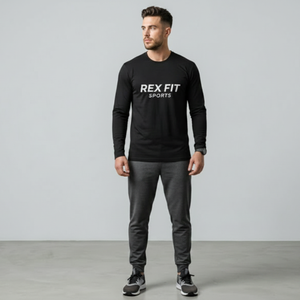 Camiseta de Alta Calidad para Hombre, 100% Algodón, Lisa, Ropa Informal, Transpirable, Personalizable, Cuello Redondo, Manga Larga - Product Image 1