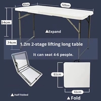 Table à manger pliable, plateau en HDPE blanc, pieds en acier, 72 pouces, empilable, mobilier pour événements, mariage, fête, hôpital