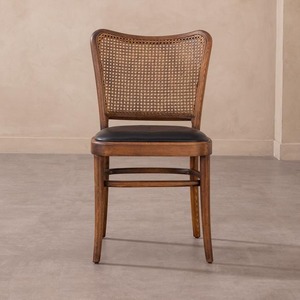 เก้าอี้ทานข้าวไม้สไตล์มิดเซ็นจูรี่โมเดิร์นรักษ์โลก พร้อมพนักพิงหวายและเบาะหนังหุ้ม  สำหรับใช้ในบ้าน รับประกัน 1 ปี - Product Image 2