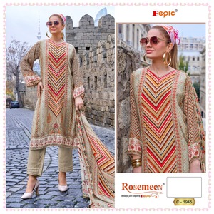 Festive Eid Shalwar Kameez: haut brodé imprimé en crêpe naturel, mousseline de soie imprimée numérique Dupatta et bas Santoon en viscose - Product Image 4