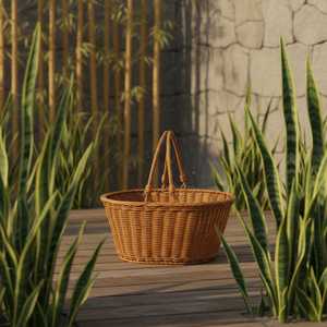 Light Brown Handmade Rattan <b>Basket</b> <b>Storage</b> Stylish and Durable Perfect for Kitchen Organization and Home Food <b>Storage</b> - Product Image 3