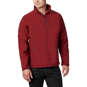 Veste en polaire rouge pour homme, col montant, fermeture éclair, coupe-vent, vêtements décontractés pour l'extérieur, coupe régulière, couleur unie, matière polyester - Product Image 3