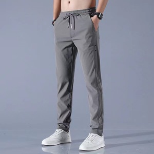 Ice Silk Elastic Casual Pants for Men's Summer <b>Thin</b> Work Trend Loose Straight Breathable Sweatpants Sports Pants Men's Trousers - Product Image 2