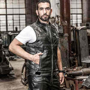 Nueva moda clásica motocicleta cuero chaleco Pu cuero de vaca Motorcade chaleco 6XL hombres cuero genuino chaquetas sin mangas - Product Image 3