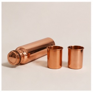 Copper Water Bottle with 2 Glasses Set Pure Handcrafted Ayurvedic <b>Drinkware</b> for Health Wellness Leak-Proof & Eco-Friendly - Product Image 2