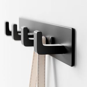 Perchero de Pared Negro con Barra de Metal de 12.5 Pulgadas y 4 Ganchos en Ángulo Recto para Entrada, Baño, Dormitorio y Oficina - Product Image 1