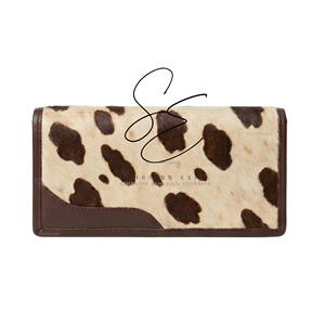 Cartera de Cuero Personalizada con Pelo de Vaca para Mujer, Cartera Tipo Clutch de Gran Capacidad con Ranuras para Tarjetas, Monedero de Moda Boho, Porta Tarjetas - Product Image 3