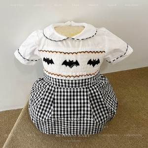 Venta al por Mayor de Ropa de Halloween para Bebés Niñas, Romper con Bordado, Ropa para Recién Nacidos e Infantes, Cuello Redondo, Manga Corta, 100% Algodón Transpirable - Product Image 4