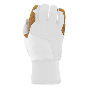 Gant de frappeur de softball blanc à doigts entiers, main droite, en cuir et tissu tricoté, durable, fermeture à enfiler, unisexe, pour entraînement adulte - Product Image 5