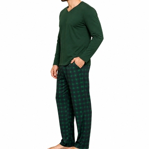 Pyjama personnalisé pour homme, manches longues, ensemble de vêtements de nuit confortables, tissu doux, vêtements décontractés d'automne avec poches, vêtements doux - Product Image 1