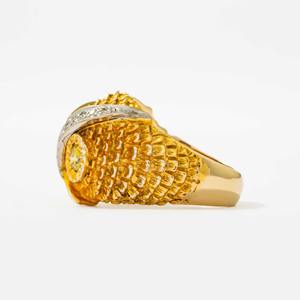 Anillo de Compromiso de Lujo en Oro Blanco de 14K con Diseño de Búho, Diamante Amarillo de Laboratorio de 0.50ct, Engaste Pavé, Certificado IGI, Estilo Artístico y Natural para Mujer - Product Image 4