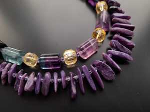 สร้อยคอชารอยต์ ฟลูออไรต์ ซิทริน ประดับลูกปัดเม็ดใหญ่ สร้อยคอพลอยหลายเส้น ทำด้วยมือ ของขวัญสำหรับผู้หญิง - Product Image 3