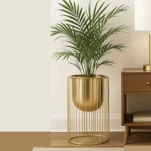 Supports à fleurs en métal plaqué or, écologiques, durables, design minimaliste moderne, présentoir à plantes d'intérieur, étagères circulaires pour la maison - Product Image 5