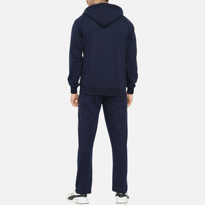 Men's Navy Color Blocking Tracksuit Full <b>Zip</b> <b>Hooded</b> Sweatshirt Pants Set Casual Autumn Wear Breathable Polyester Cotton - Product Image 3