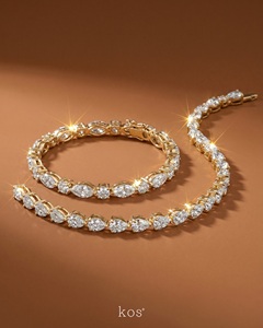 Pulsera de Diamantes de Corte Redondo y Marquise en Oro Amarillo para Hombre, Certificada por IGI, Joyería de Aniversario y Boda de Lujo - Product Image 2