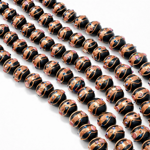 Cuentas Sueltas de Vidrio Lampwork Negro Hechas a Mano de 12 mm |   Suministros para Manualidades y Fabricación de Joyería, Hilo de 8 Pulgadas - Product Image 1