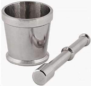 Mortier et pilon en aluminium robuste Khalbatta Okhli Musal pour épices, ail, gingembre, herbes ayurvédiques - Product Image 3