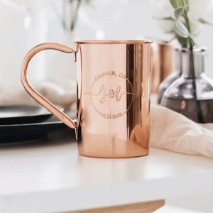 Mug à Moscow Mule en cuivre martelé fait main, gravé sur mesure, écologique, anti-fuite, pour cadeau de mariage ou de fête - Product Image 1