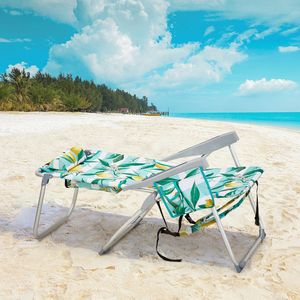 Sedia da Spiaggia 63*70*99cm in Alluminio Argento-Limone con Tubo e Cuscinetto, Capacità 100kg, in Tessuto Oxford Rinforzato - Product Image 3