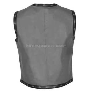 Chaleco de cuero gris con cuello en V para hombre de alta calidad Cierre de botón de cuerno Formal transpirable para verano Servicio al por mayor de OEM a granel - Product Image 2