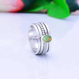 Natural Ethiopian <b>Opal</b> Spinner <b>Ring</b> 925 Sterling <b>Silver</b> Handmade Anxiety Fidget <b>Ring</b> Jewelry - Product Image 4