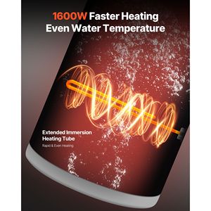 Chauffe-eau électrique à réservoir de 12 gallons, 1600W, affichage LED, commande par bouton, sortie latérale, 120V, chauffe-eau électrique à accumulation - Product Image 3