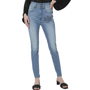 Pantalones Vaqueros de Mezclilla para Mujer al Por Mayor, de Primera Calidad, a los Precios Más Bajos, de Cintura Alta, de Color Sólido, Pantalones Ajustados de Mezclilla para Mujer - Product Image 1