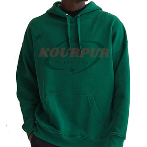 เสื้อฮู้ดดี้ผู้ชายสีเขียว ผ้าฝ้าย 100% เฟรนช์เทอร์รี่ สไตล์ลำลอง มีกระเป๋า ทรงโอเวอร์ไซส์ เหมาะสำหรับใส่ในฤดูใบไม้ร่วง - Product Image 3
