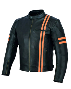 แจ็คเก็ตหนังแท้ทรงเข้ารูปสไตล์ไฮสตรีทสำหรับผู้ชาย ผลิตตามสั่ง OEM ผ้าแคนวาส แห้งเร็ว ระบายอากาศดี ขั้นต่ำ 20 ชิ้น รับผลิตแบรนด์ส่วนตัว B2B - Product Image 2