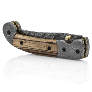 Handmade Damascus Steel Folding Knife DD-FK-523 Zebra Wood Handle 180mm Overall Length Hot Selling Outdoor Survival Hunting - Product Image 4
