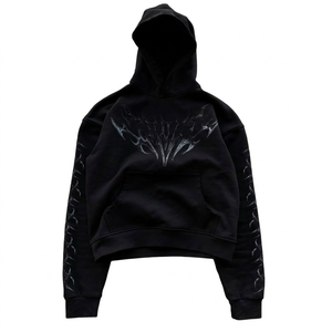 Conjunto de Sudadera con Capucha Oversize y Pantalones Anchos con Estampado Gráfico Personalizado, Estilo Y2K Cyber Gothic Streetwear, Chándal de Algodón Grueso - Product Image 2