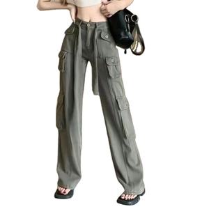 Pantalon cargo élégant pour femmes OEM ODM mode 6 poches pantalon cargo Streetwear 100% coton personnalisé ceinture taille femmes pantalon cargo - Product Image 5