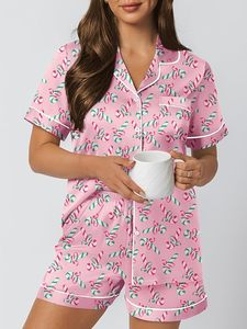 Pyjamas d'extérieur élégants pour femmes 100 % coton respirant, imprimés et résistants à la décoloration, pour le printemps et l'été – Vêtements de nuit pour femmes à prix abordable - Product Image 2