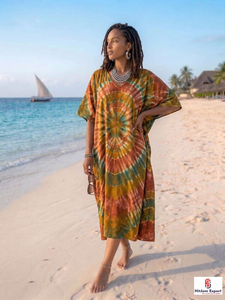 Ladies Printed <b>Kaftan</b> Dress Beach Wear Soft Fabric Loose Fit Elegant <b>Summer</b> Cover Up Resort Island Vacation Export Supply - Product Image 3