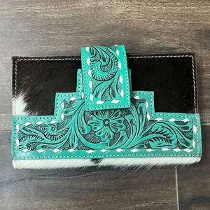 Carteras plegables largas de cuero de vaca con herramientas manuales de fabricantes de moda, monedero de estilo occidental para mujer, tarjetero, monedero, embrague - Product Image 4