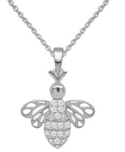 Collier pendentif abeille diamant 18 "(1/10 ct. T. w.) en argent sterling ou en argent sterling plaqué or 14k | Macy's - Product Image 1