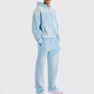 Conjunto Deportivo con Efecto Deslavado, Sudadera con Capucha y Pantalones, 100% Algodón, Estilo Holgado, Unisex - Product Image 2