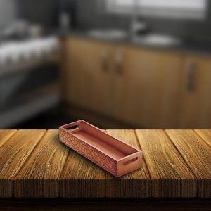 Bamboo Scandinavian Geometric Lattice Pattern Decorative Serving <b>Tray</b> with Handles for Living Room Dining Table - Product Image 2