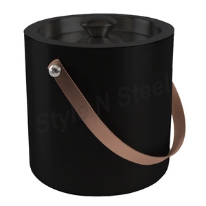 Ice Bucket With Leather Cover Stainless Steel Wine champagne Beer <b>Cooler</b> Ice Bucket at Wholesale Price - Product Image 1