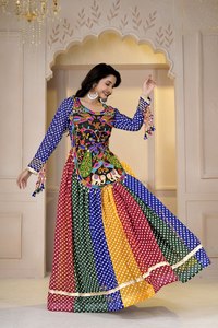 Traditional Indian Women's Embroidered Kurta Set With <b>Polka</b> <b>Dot</b> Floor-Length <b>Skirt</b> Loose Fit All Seasons Wear - Product Image 2