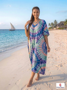Women Printed <b>Kaftan</b> Dress Loose Fit <b>Summer</b> Beach Wear Comfortable Fabric Custom Bulk Manufacturing Wholesale Export Supply - Product Image 4